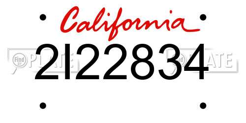 2I22834 California License Plate