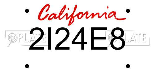 2I24E8 California License Plate