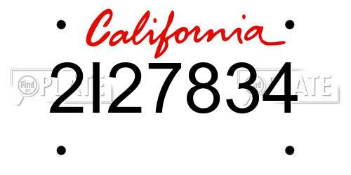 2I27834 California License Plate