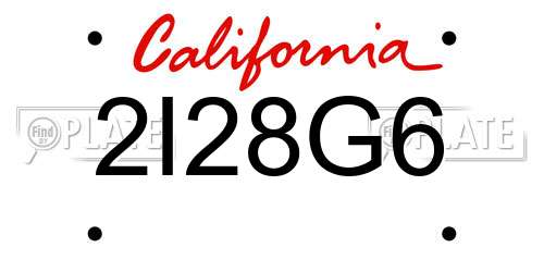 2I28G6 California License Plate