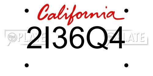 2I36Q4 California License Plate