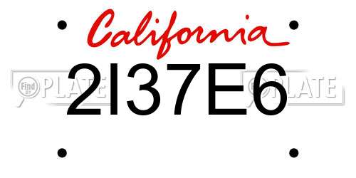 2I37E6 California License Plate