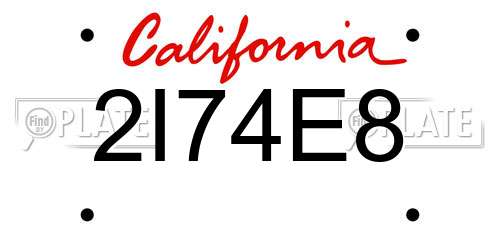 2I74E8 California License Plate