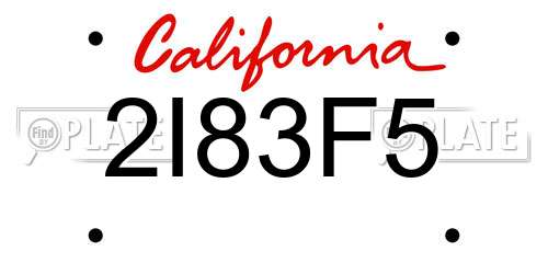 2I83F5 California License Plate