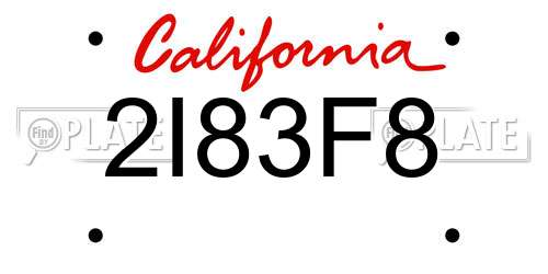 2I83F8 California License Plate