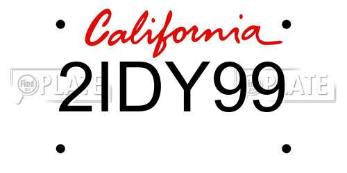 2IDY99 California License Plate