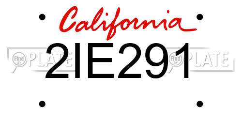 2IE291 California License Plate