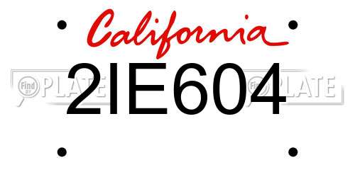2IE604 California License Plate