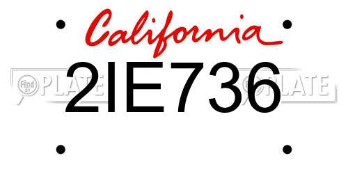 2IE736 California License Plate