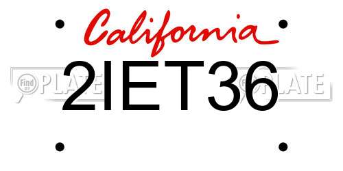 2IET36 California License Plate