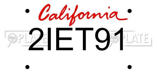 2IET91 California License Plate