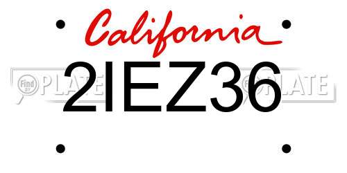 2IEZ36 California License Plate