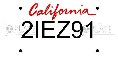 2IEZ91 California License Plate