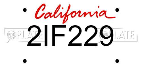 2IF229 California License Plate