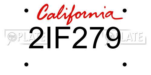 2IF279 California License Plate