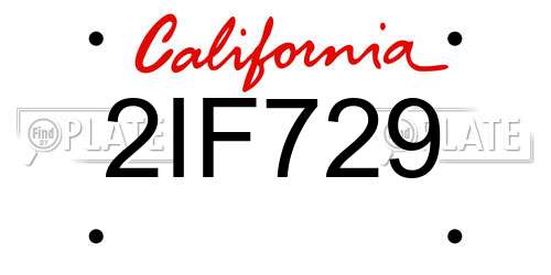 2IF729 California License Plate