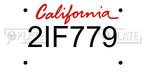 2IF779 California License Plate