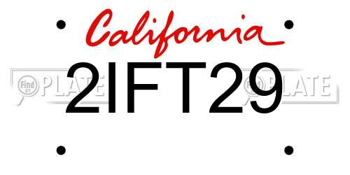 2IFT29 California License Plate