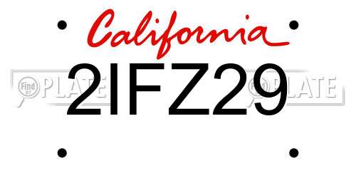 2IFZ29 California License Plate