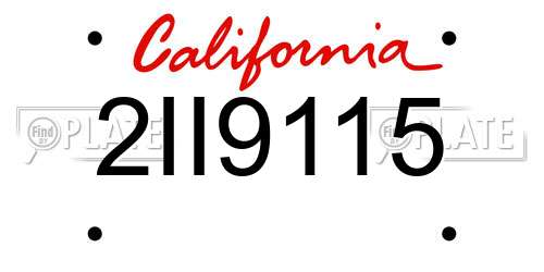 2II9115 California License Plate