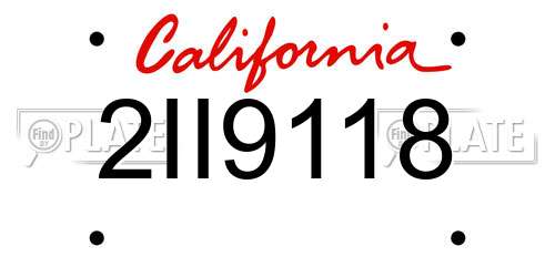 2II9118 California License Plate