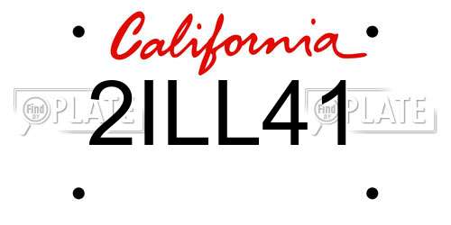 2ILL41 California License Plate
