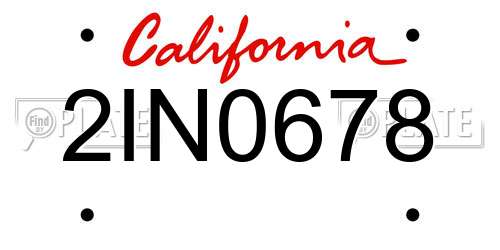 2IN0678 California License Plate