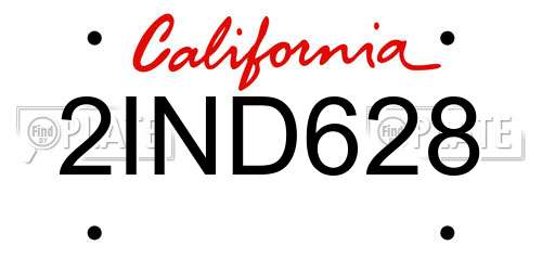 2IND628 California License Plate