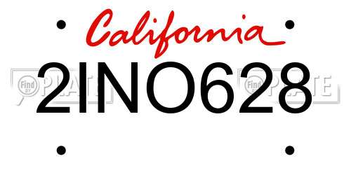 2INO628 California License Plate