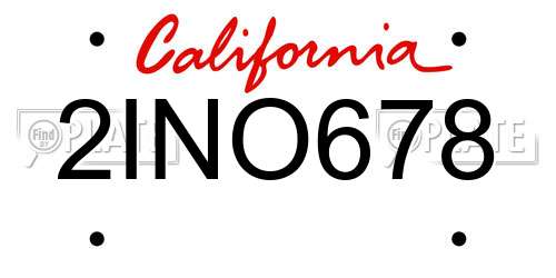 2INO678 California License Plate