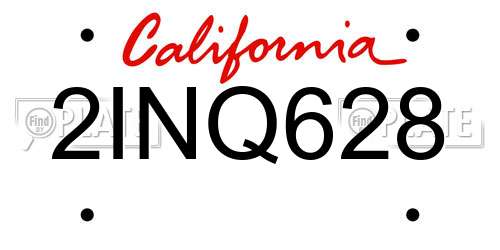 2INQ628 California License Plate