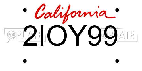 2IOY99 California License Plate