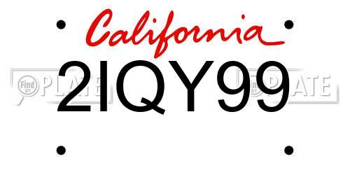 2IQY99 California License Plate
