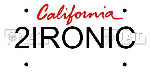 2IRONIC California License Plate