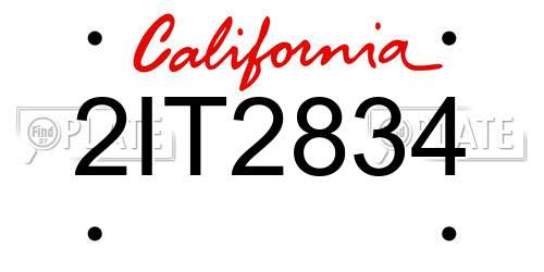2IT2834 California License Plate