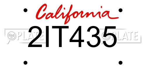2IT435 California License Plate