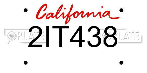 2IT438 California License Plate