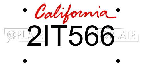 2IT566 California License Plate