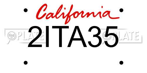 2ITA35 California License Plate