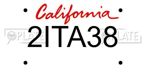 2ITA38 California License Plate