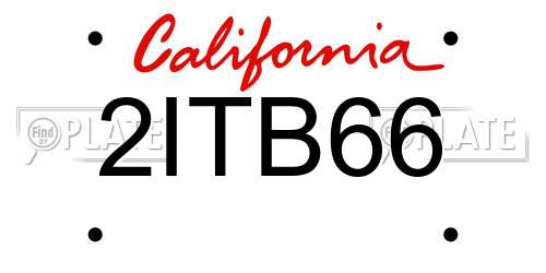 2ITB66 California License Plate