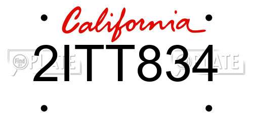 2ITT834 California License Plate