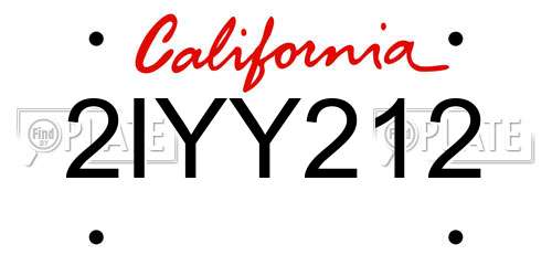 2IYY212 California License Plate