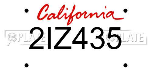 2IZ435 California License Plate