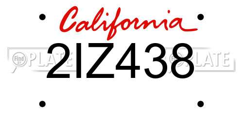 2IZ438 California License Plate
