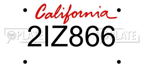 2IZ866 California License Plate