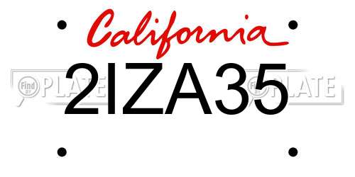 2IZA35 California License Plate