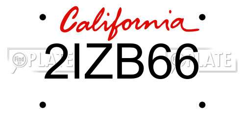 2IZB66 California License Plate