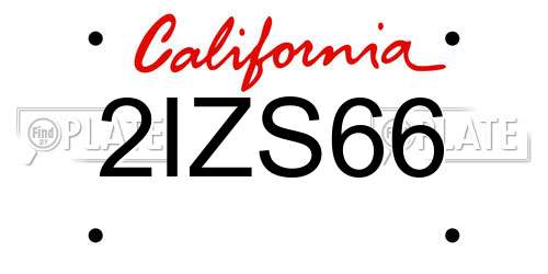 2IZS66 California License Plate