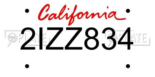 2IZZ834 California License Plate
